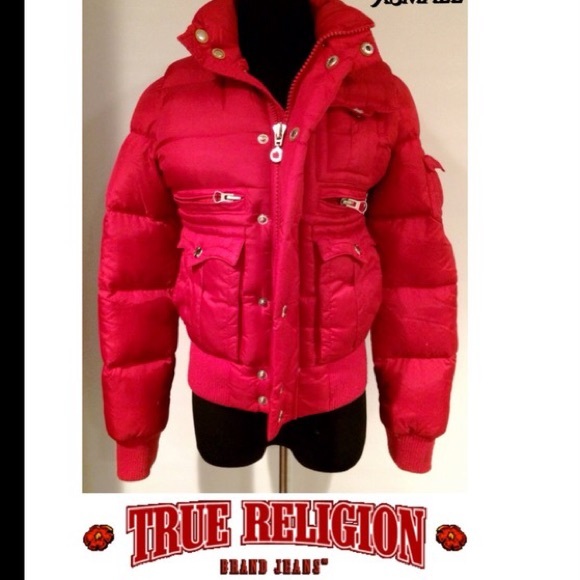 true religion red puffer jacket